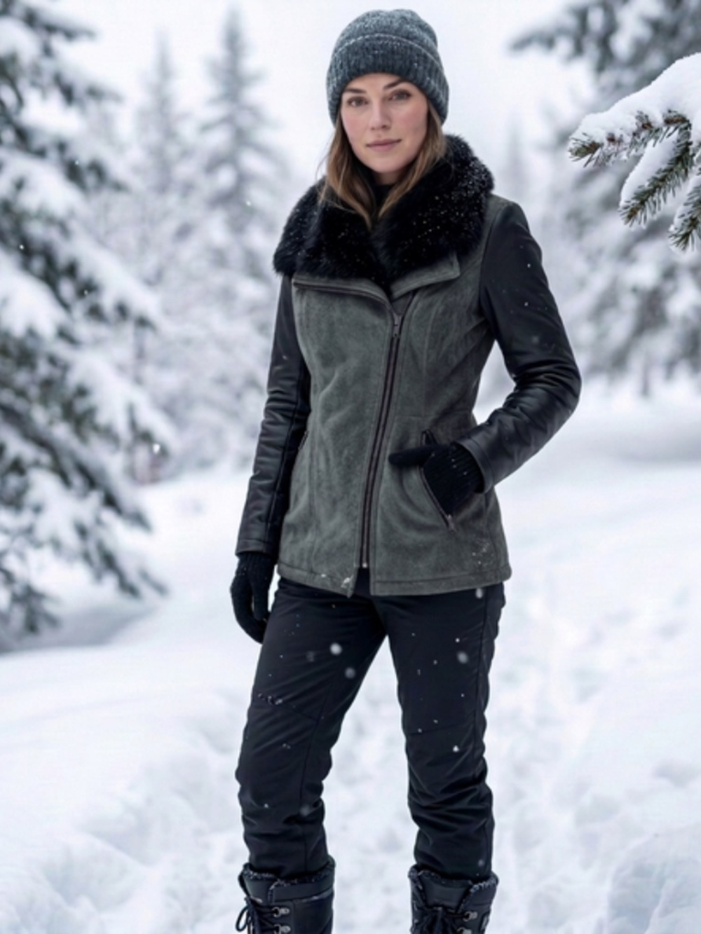 Danier Leather Lamb Fur Trim Thinsulate Jacket